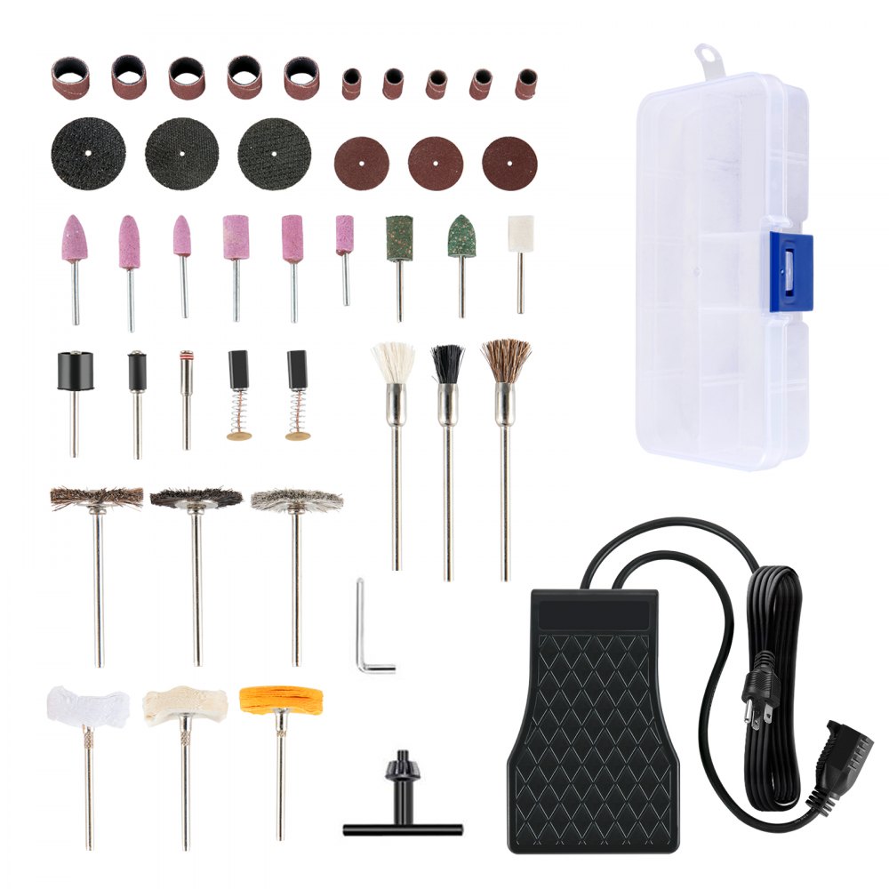VEVOR Flex Shaft Grinder 780W Rotary Tool 500-23000RPM Rotary Carver with 13-Jaw Chuck & Stepless Speed Foot Pedal Hanging Grinding Machine 45PCS Accessories for Jewelry Polishing Grinding DIY