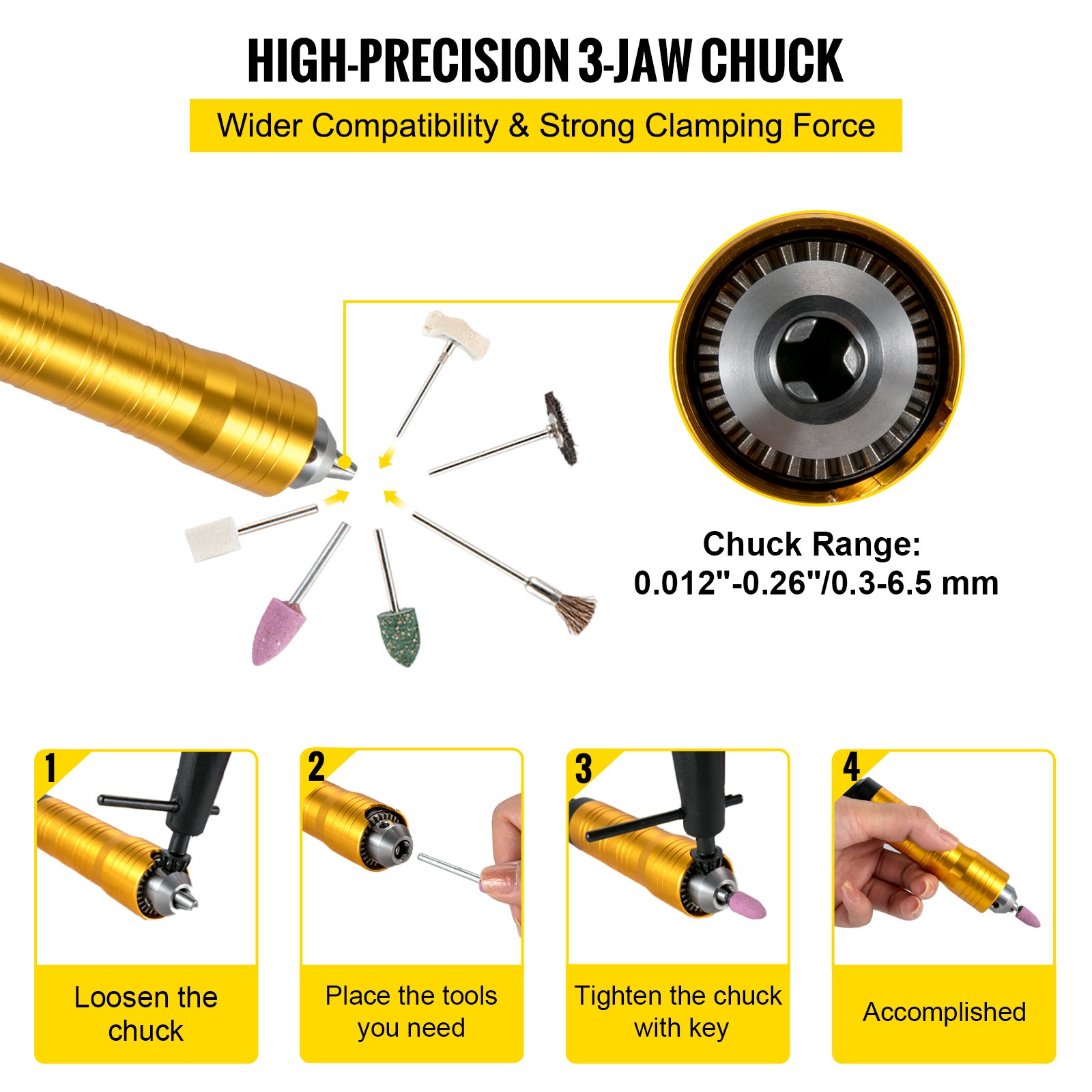 VEVOR Flex Shaft Grinder 780W Rotary Tool 500-23000RPM Rotary Carver with 13-Jaw Chuck & Stepless Speed Foot Pedal Hanging Grinding Machine 45PCS Accessories for Jewelry Polishing Grinding DIY