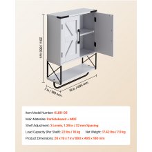 VEVOR Bathroom Wall Cabinet, with 2 Doors & Adjustable Shelf, Over the Toilet Storage Medicine Cabinet Wall Mounted, Hanging Organizer with Open Partition & Towel Bar for Laundry Room Kitchen, White