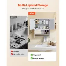 VEVOR Bathroom Wall Cabinet Storage Medicine Cabinet with Tower Bar and 2 Doors