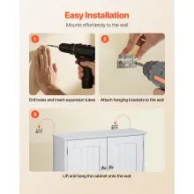 VEVOR Bathroom Wall Cabinet Storage Medicine Cabinet with Tower Bar and 2 Doors