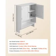 VEVOR Bathroom Wall Cabinet Storage Medicine Cabinet with Tower Bar and 2 Doors