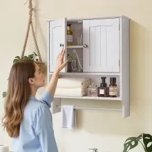 VEVOR Bathroom Wall Cabinet Storage Medicine Cabinet with Tower Bar and 2 Doors