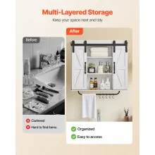 VEVOR Bathroom Wall Cabinet Medicine Cabinet with Tower Bar and 2 Doors White