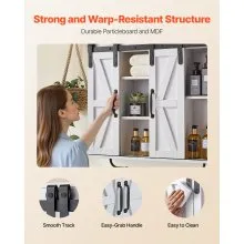 VEVOR Bathroom Wall Cabinet Medicine Cabinet with Tower Bar and 2 Doors White