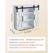 VEVOR Bathroom Wall Cabinet Medicine Cabinet with Tower Bar and 2 Doors White
