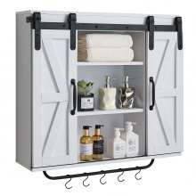 VEVOR Bathroom Wall Cabinet Medicine Cabinet with Tower Bar and 2 Doors White