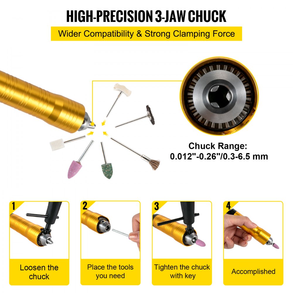 VEVOR Flex Shaft Grinder 780W Rotary Tool 500-23000RPM Rotary Carver with 0.635 cm 3-Jaw Chuck & Stepless Speed Foot Pedal Hanging Grinding Machine 131PCS Accessories for Jewelry Polishing Grinding DIY
