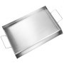 VEVOR stove top griddle with stainless steel surface and dual handles for easy lifting.