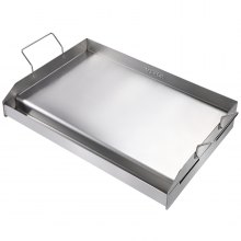 VEVOR 23.5"x16" Flat Top Griddle Stainless Steel BBQ Gas Grill 2 Burners Silver