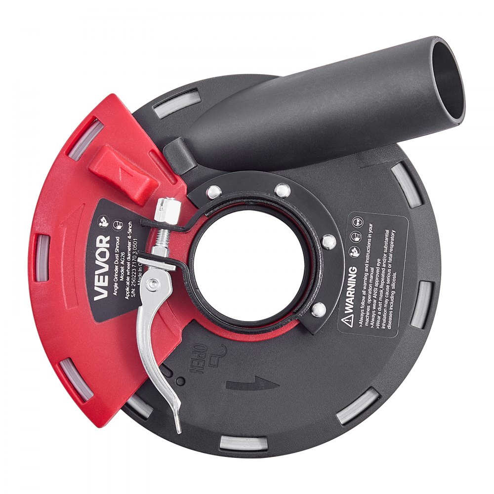 VEVOR Grinding Dust Shroud for Angle Grinder, Universal 4-5 in, Surface Grinder Dust Shroud with 6 Clamping Washers, Connect to Vacuum Cleaner, Suitable for Grinding Wood Concrete Wall Stone