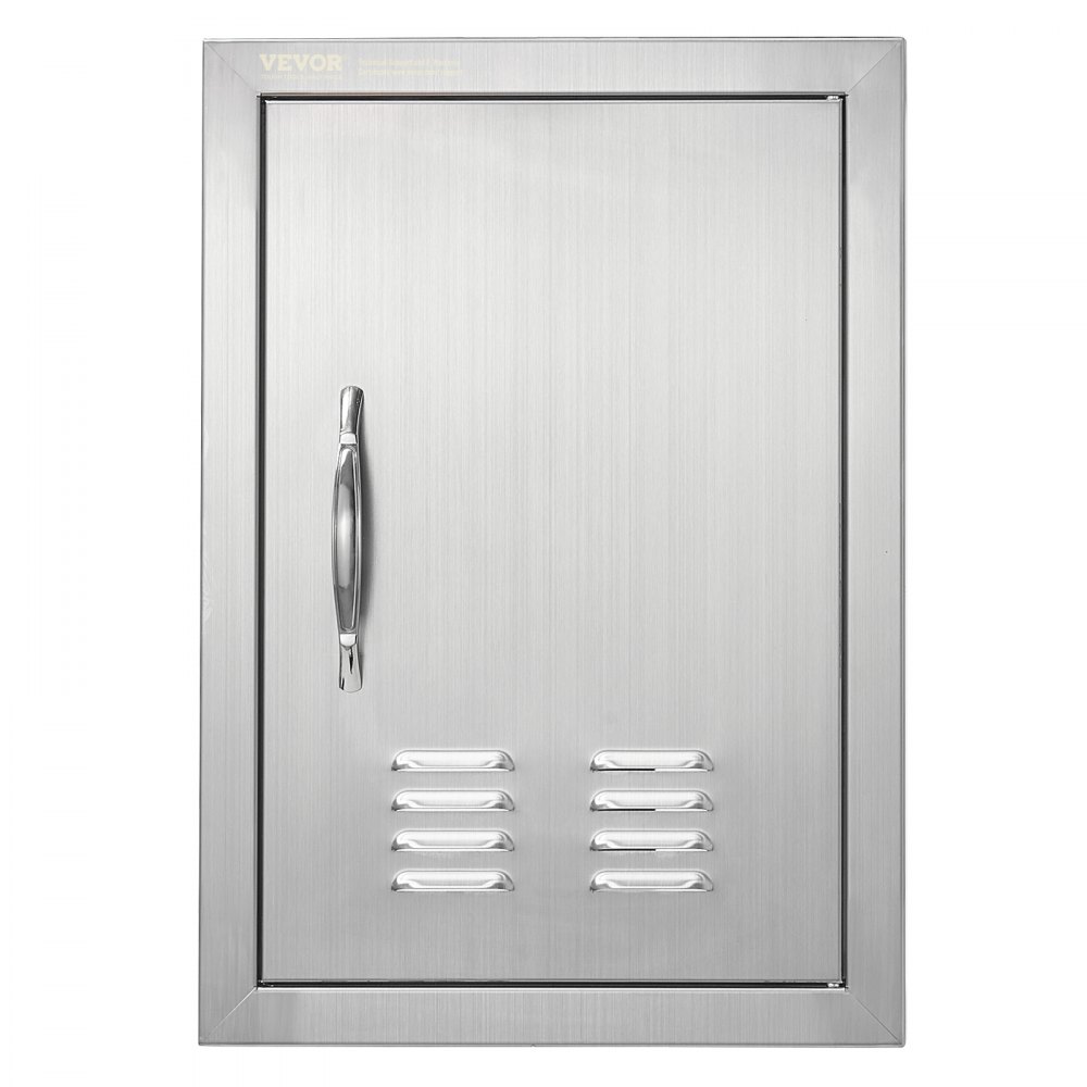 VEVOR BBQ Access Door, 14W x 20H Inch Single Outdoor Kitchen Door, Stainless Steel Flush Mount Door, Wall Vertical Door with Handle and vents, for BBQ Island, Grilling Station, Outside Cabinet