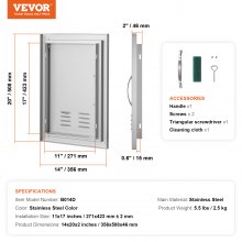 VEVOR 356x508 mm BBQ Island Access Door Outdoor Kitchen Door Stainless Steel