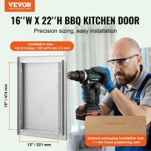 VEVOR 407x559 mm BBQ Island Access Door Outdoor Kitchen Door Stainless Steel