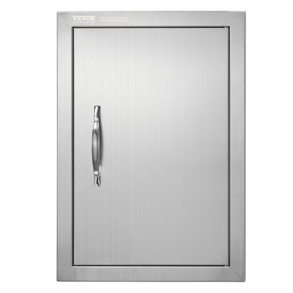 VEVOR BBQ bejárati ajtó, 355x508 mm egyszemélyes kültéri konyhaajtó, rozsdamentes acél süllyeszthető ajtó, fali függőleges ajtó fogantyúval, BBQ szigethez, grillező állomáshoz, külső szekrényhez