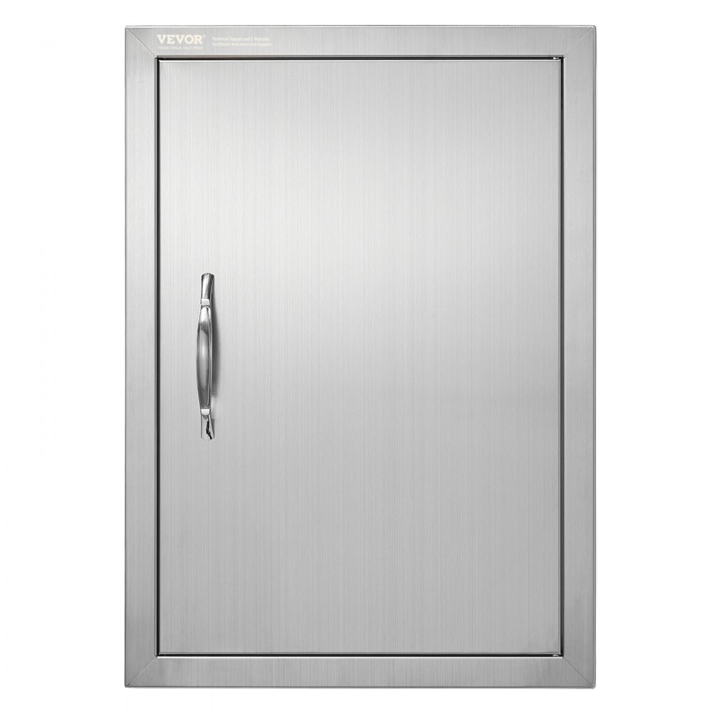 VEVOR BBQ bejárati ajtó, 432x610 mm-es egyszemélyes kültéri konyhaajtó, rozsdamentes acél süllyesztett ajtó, fali függőleges ajtó fogantyúval, BBQ-szigethez, grillező állomáshoz, külső szekrényhez