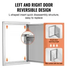VEVOR BBQ Access Door, 457x610 mm Single Outdoor Kitchen Door, Stainless Steel Flush Mount Door, Wall Vertical Door with Handle, for BBQ Island, Grilling Station, Outside Cabinet