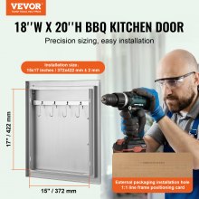 VEVOR 457x508 mm BBQ Island Access Door Outdoor Kitchen Door Stainless Steel