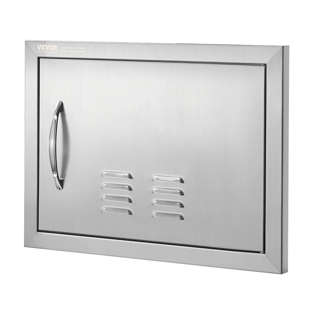 VEVOR BBQ Access Door, 508x356 mm Single Outdoor Kitchen Door, Stainless Steel Flush Mount Door, Wall Vertical Door with Handle and vents, for BBQ Island, Grilling Station, Outside Cabinet