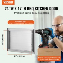 VEVOR 610x432 mm BBQ Island Access Door Outdoor Kitchen Door Stainless Steel