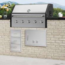 VEVOR BBQ Access Door, 24W x 17H Inch Single Outdoor Kitchen Door, Stainless Steel Flush Mount Door, Wall Vertical Door with Handle and vents, for BBQ Island, Grilling Station, Outside Cabinet