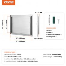 VEVOR 685x508 mm BBQ Island Access Door Outdoor Kitchen Door Stainless Steel