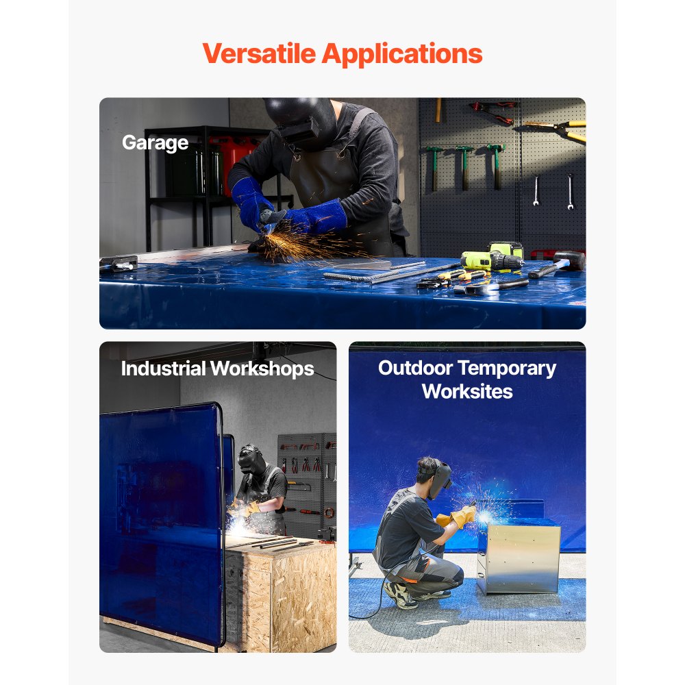VEVOR Welding Screen with Frame, 1.74 x 2.34m Welding Curtain Screen, Flame-Resistant Vinyl Protection Screens with Lockable Swivel Wheels & 6-Level UV Protection for Workshop/Industrial Use, Blue