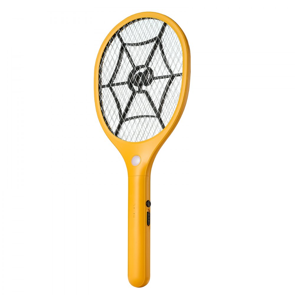 VEVOR Electric Fly Swatter, Zapper Racket with 3 Layers Mesh, Powerful Fly Killer Indoor & Outdoor with 500mAh Battery Rechargeable for Home, Bedroom, Kitchen and Patio, Yellow & Black