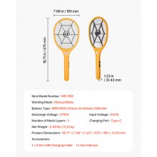 Electric Fly Swatter with 3 Layers Mesh and 500mAh Battery Yellow & Black