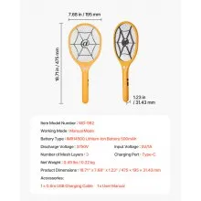Electric Fly Swatter with 3 Layers Mesh and 500mAh Battery Yellow & Black