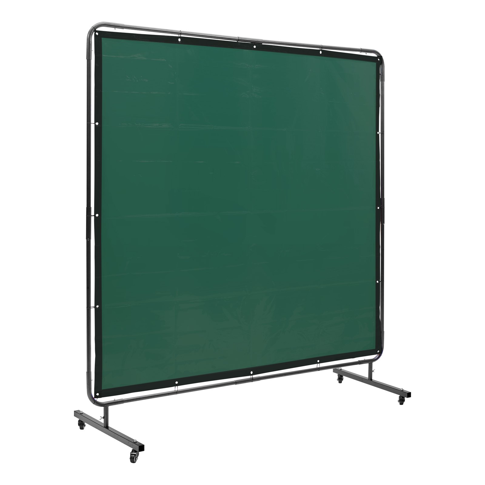 VEVOR Welding Screen with Frame, 1.8 x 1.8 m Welding Curtain Screen, Flame-Resistant Vinyl Welding Protection Screen on 4 Swivel Wheels (2 Lockable), Moveable & Professional for Workshop/Industrial, Green
