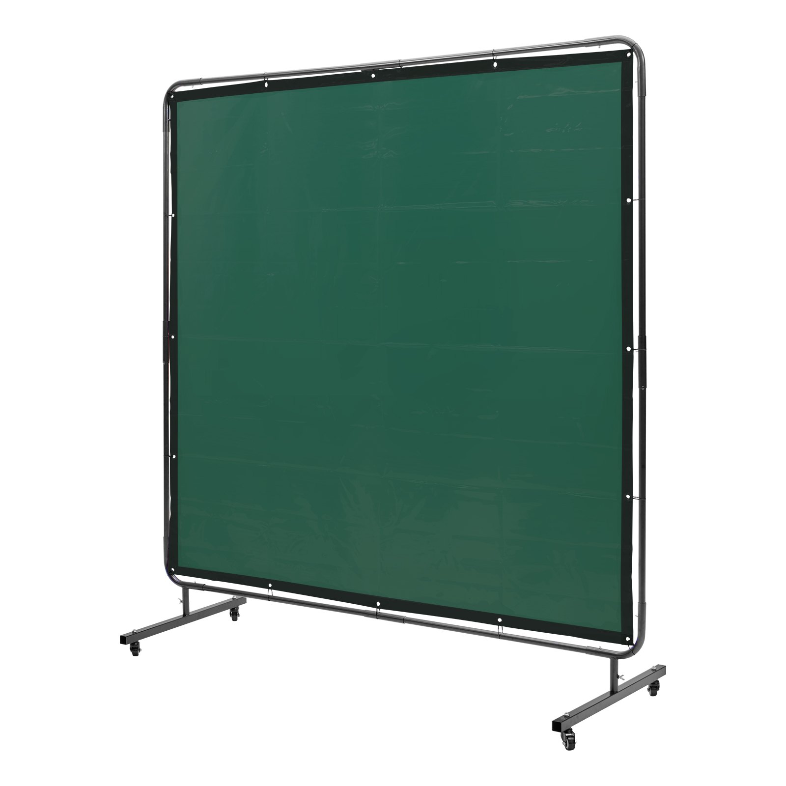 VEVOR Welding Screen with Frame, 1.8 x 1.8 m Welding Curtain Screen, Flame-Resistant Vinyl Welding Protection Screen on 4 Swivel Wheels (2 Lockable), Moveable & Professional for Workshop/Industrial, Green