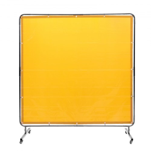 VEVOR Welding Screen with Frame 6'x6' Welding Curtain Screen on 4 Wheels Yellow