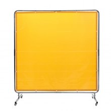VEVOR Welding Screen with Frame, 6' x 6' Welding Curtain Screen, Flame-Resistant Vinyl Welding Protection Screen on 4 Swivel Wheel (2 Lockable), Moveable & Professional for Workshop/Industrial, Yellow