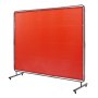 red VEVOR welding screen with sturdy metal frame and wheels for mobility.