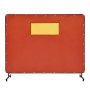 VEVOR Welding Screen with Frame, 6' x 8' Welding Curtain Screens, Flame-Resistant Vinyl Welding Protection Screen with 4 Swivel Wheels (2 Lockable) & Transparent Window for Workshop/Industrial, Red