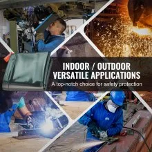 VEVOR Welding Screen with Frame, 6' x 8' Welding Curtain Screen, Flame-Resistant Vinyl Welding Protection Screen on 4 Swivel Wheels (2 Lockable), Moveable & Professional for Workshop/Industrial, Green