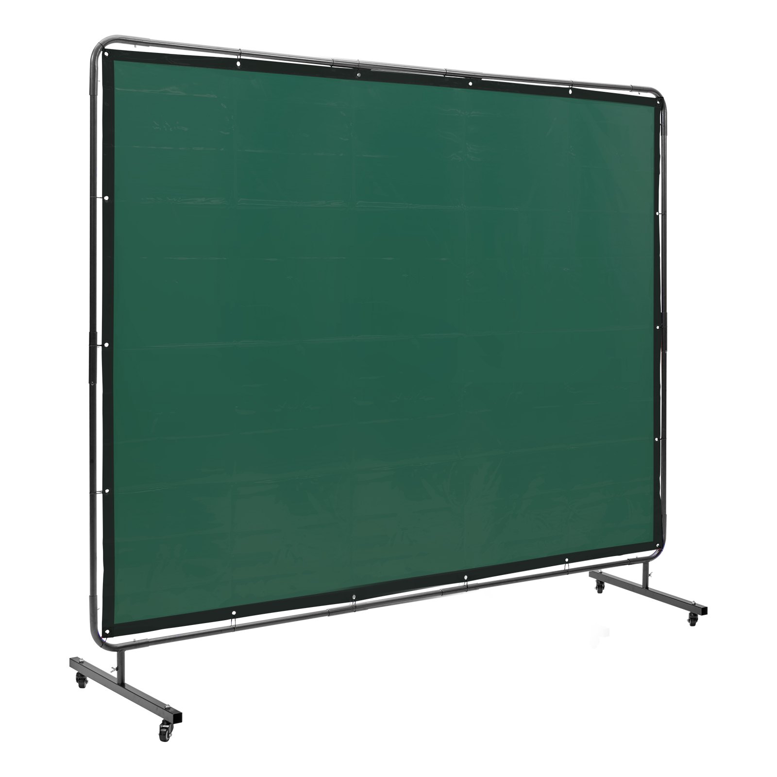 VEVOR Welding Screen with Frame, 1.83 x 2.44 m Welding Curtain Screen, Flame-Resistant Vinyl Welding Protection Screen on 4 Swivel Wheels (2 Lockable), Moveable & Professional for Workshop/Industrial, Green