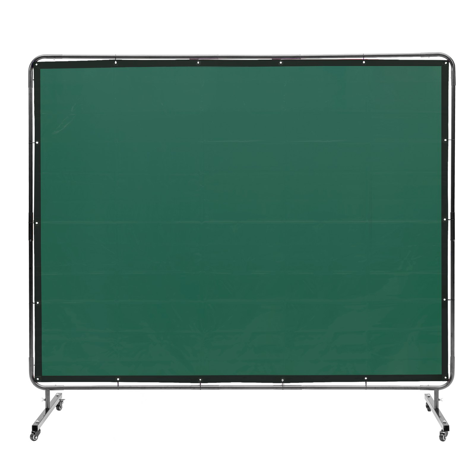 VEVOR Welding Screen with Frame, 1.83 x 2.44 m Welding Curtain Screen, Flame-Resistant Vinyl Welding Protection Screen on 4 Swivel Wheels (2 Lockable), Moveable & Professional for Workshop/Industrial, Green