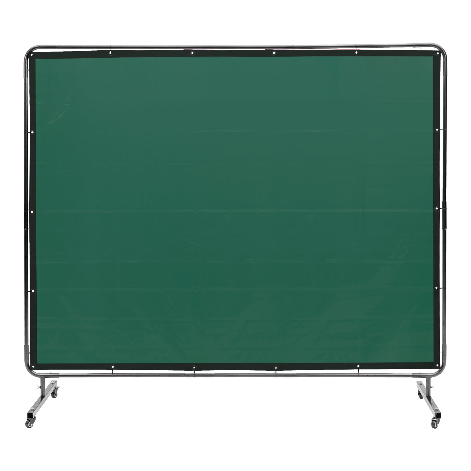 VEVOR Welding Screen with Frame, 1.83 x 2.44 m Welding Curtain Screen, Flame-Resistant Vinyl Welding Protection Screen on 4 Swivel Wheels (2 Lockable), Moveable & Professional for Workshop/Industrial, Green