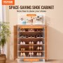 VEVOR Rattan Shoe Cabinet 5 Tiers Shoe Organizer 2 Doors & Adjustable Shelves