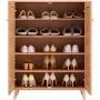 VEVOR Rattan Shoe Cabinet, 5 Tiers Shoe Storage Organizer with 2 Doors and Adjustable Shelves, 40.35" Tall Rattan Shoe Storage Entryway Cabinet Ideal for Entryway, Closet, Hallway, Light Wood Color