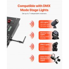 DMX Wireless Receiver Transmitter Rechargeable Battery Stage Light 8 PCs Silver