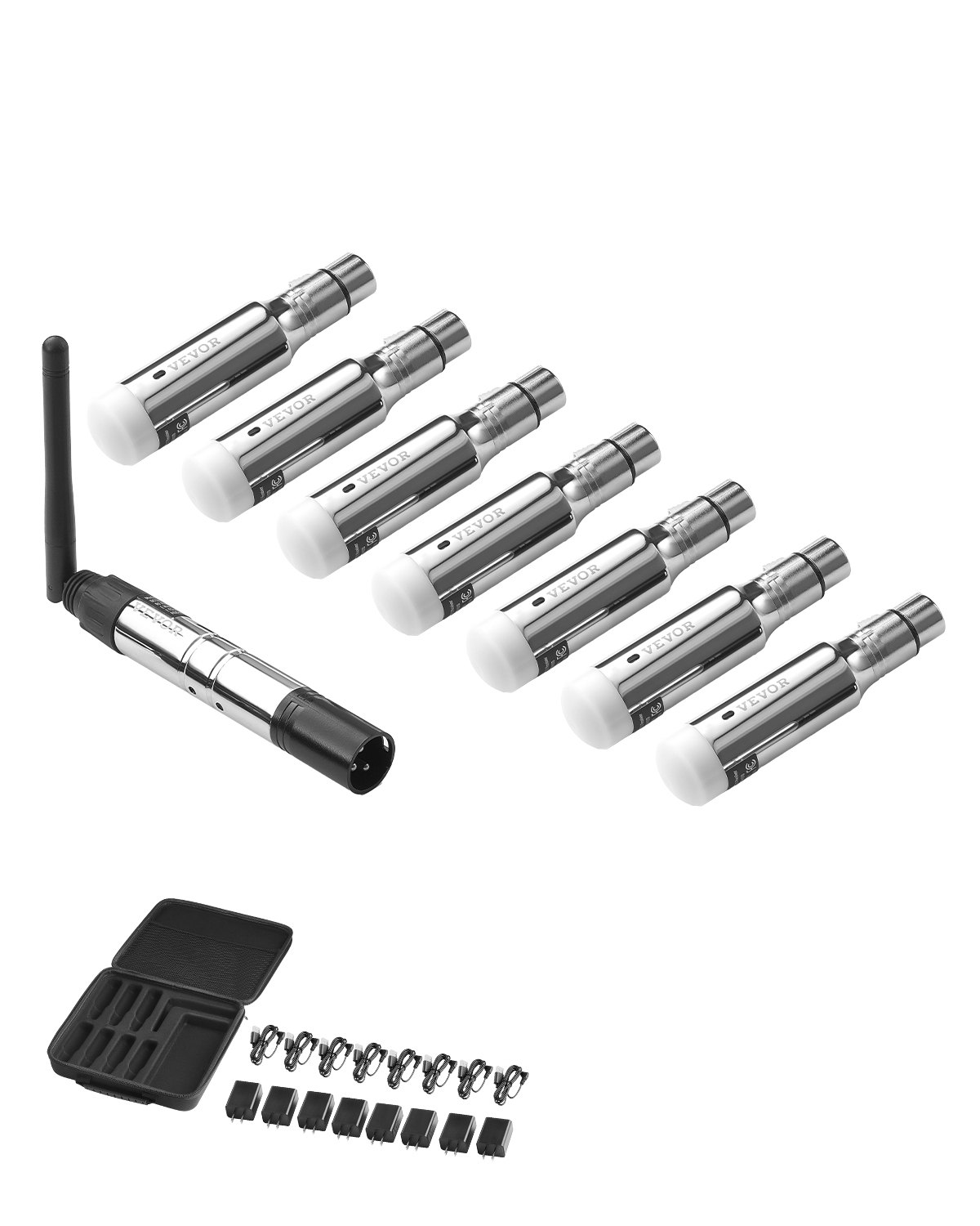 DMX Wireless Receiver Transmitter Rechargeable Battery Stage Light 8 PCs Silver DMX Wireless Receiver Transmitter Rechargeable Battery Stage Light 8 PCs Silver