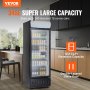 VEVOR Commercial Merchandiser Refrigerator, 12.2 Cu.Ft / 345L Beverage Refrigerator Cooler Merchandiser, Glass Door Display Refrigerator Upright Fridge with 5 Adjustable Shelves, Customizable Lightbox