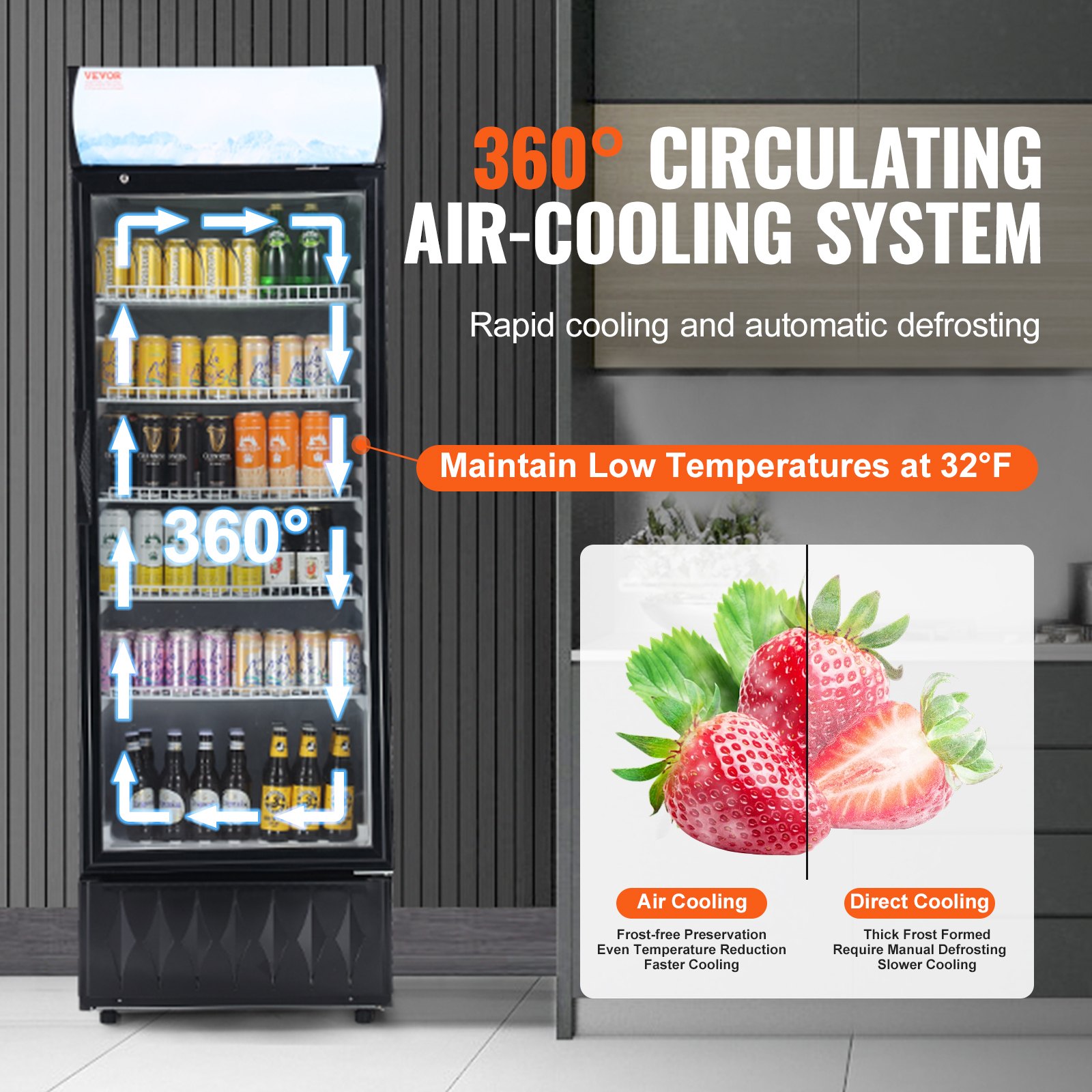 Commercial Merchandiser Refrigerator, 12.2 Cu.Ft / 345L Beverage Refrigerator Cooler Merchandiser, Glass Door Display Refrigerator Upright Fridge with 5 Adjustable Shelves, Customizable Lightbox Commercial Merchandiser Refrigerator, 12.2 Cu.Ft / 345L Beverage Refrigerator Cooler Merchandiser, Glass Door Display Refrigerator Upright Fridge with 5 Adjustable Shelves, Customizable Lightbox