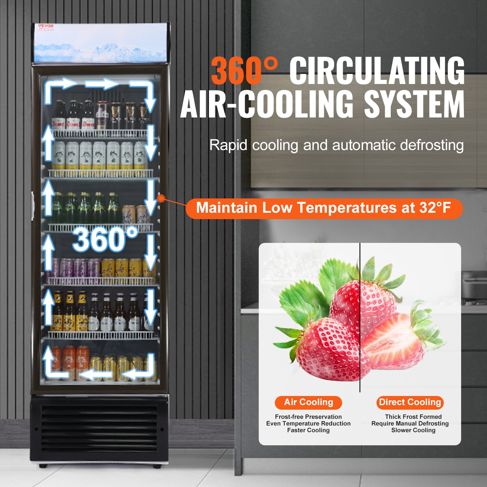 Commercial Merchandiser Refrigerator, 14.8 Cu.Ft / 420L Beverage Refrigerator Cooler Merchandiser, Glass Door Display Refrigerator Upright Fridge with 5 Adjustable Shelves, Customizable Lightbox Commercial Merchandiser Refrigerator, 14.8 Cu.Ft / 420L Beverage Refrigerator Cooler Merchandiser, Glass Door Display Refrigerator Upright Fridge with 5 Adjustable Shelves, Customizable Lightbox