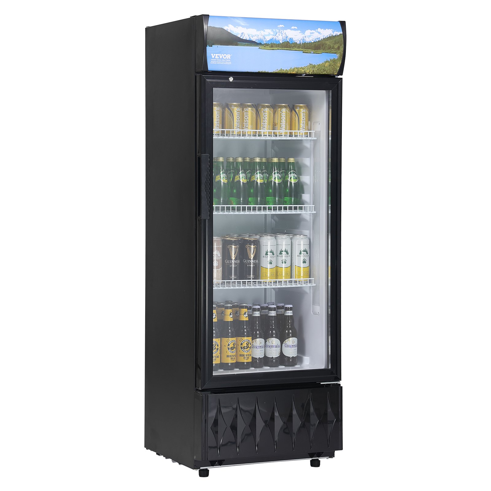 Commercial Merchandiser Refrigerator, 6.8 Cu.Ft / 195L Beverage Refrigerator Cooler Merchandiser, Glass Door Display Refrigerator Upright Fridge with 3 Adjustable Shelves, Customizable Lightbox Commercial Merchandiser Refrigerator, 6.8 Cu.Ft / 195L Beverage Refrigerator Cooler Merchandiser, Glass Door Display Refrigerator Upright Fridge with 3 Adjustable Shelves, Customizable Lightbox
