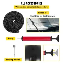 VEVOR 4 Ribbed Boat Fenders 10"x28" Black Center Hole Bumpers Mooring Protection