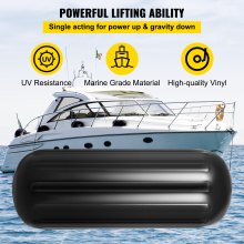 VEVOR Boat Fenders 10 x 28 inches, Vinyl Boat Fender Pack of 4, Ribbed Twin Eyes Boat Bumpers Black and Pump to Inflate